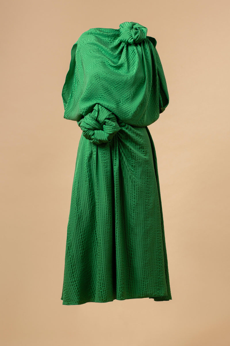 Atlas Silk Dress Green